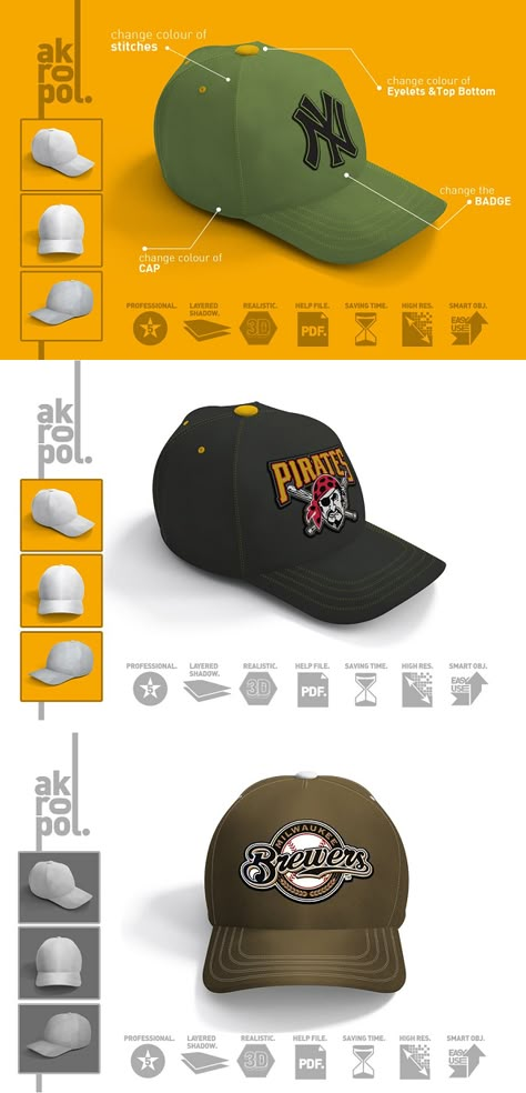 Hat Poster Design, Baseball Cap Design Ideas, Cap Ads, Cap Logo Design, Beanie Mockup, Hat Branding, Cap Business, Hat Mockup, Baseball Cap Design