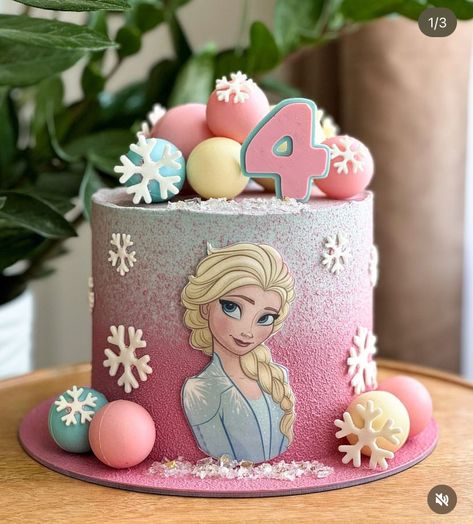 Frozen Cake Designs For Girl, Elsa Bday Cake, Frozen Cake Design Birthdays, Pink Frozen Cake, Elsa Cake Design, Elsa Birthday Party Ideas, Frozen Cake Designs, Kue Disney, Birthday Cakes Girls Kids