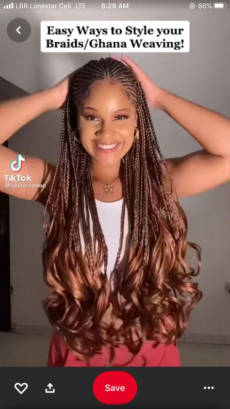 Ghana Weaving With Curls, Styling Box Braids, Ghana Weaving Hairstyles, Weave Braids, French Curls, Ghana Weaving, Ankara Jackets, French Curl, Cute Box Braids