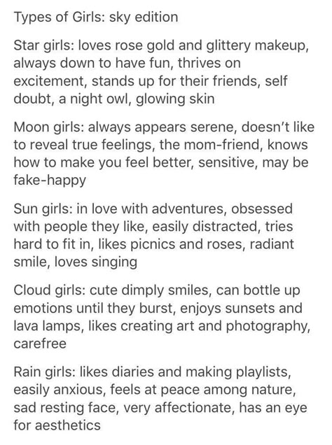 Sun And Moon Writing Prompt, Kiss Description Writing, Mom Friend Aesthetic, Cloud Rain, Types Of Kisses, Sun Girl, Tag Yourself, Moon Girl, Mom Friend