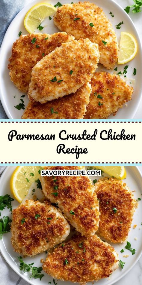 Chicken Breats Recipes, Easy Parmesan Crusted Chicken, Chicken Breast Oven Recipes, Chicken Breast Recipes Dinners, Panko Crusted Chicken, Crispy Chicken Breast, Parmesan Crusted Chicken Recipe, Chicken Breast Oven, Recipes With Parmesan Cheese