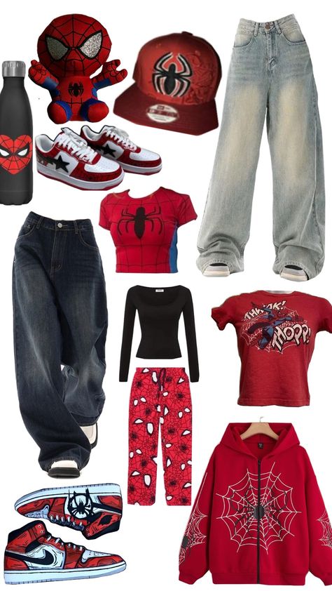 Marvel Fashion Inspired Outfits, Spiderman Disney Outfit, Spiderman Disneybound, Inside Out Inspired Outfits, Spiderman Outfit Women, Spider Man Outfits, Spider Man Clothes, Man Hoodie Outfit, Spiderman Girl