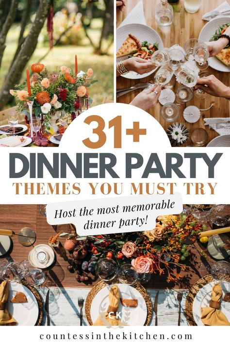 Dinner party themes Small Dinner Party Ideas Decor, Small Dinner Party Menu Ideas, Small Dinner Party Ideas, Fun Dinner Party Themes, Theme Dinners Ideas, Dinner Party Table Decor, Creative Table Settings, Green Chili Stew, Small Dinner Party