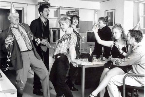 When Office Christmas Parties Were Totally Insane | Mental Floss Office Party Aesthetic, Style Quizzes, Drake Hotel, Advice Column, Work Christmas Party, Advice Columns, Fun Office, Party Queen, Found Photos