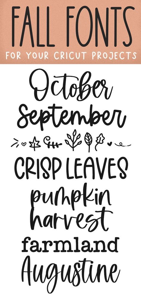 Fall is in the air and it's time to get crafty with Cricut's collection of fall fonts. From rustic to whimsical, there's a font for every fall#letteringlove #fontfrenzy #typographytrends #handwrittenhues #fontobsessed Vinyl Fall Projects, Fall Wedding Invitations Diy, Fonts Google Docs, Nightmare Before Christmas Font, Christmas Fonts Alphabet, Fall Fonts, Letters Tattoo, Canva Christmas, Free Fonts For Cricut