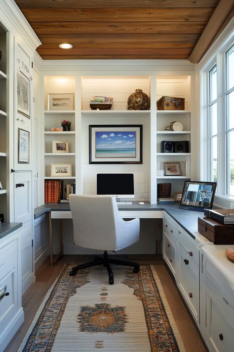 office-craft-room-combo Office That Doubles As Guest Room, Mud Room Office Combo, Basement Home Office, Office And Craft Room, Office Craft Room Combo, Double Desk, Office Pantry, Dining Roo, Pantry Laundry