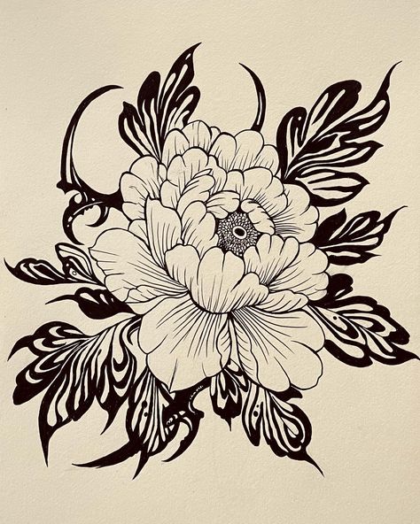 Finally a flower design 🌺 • • #flowertattoo #flowerdesign #tattoo #tattoostyle #tattooart #tattoos #art #artist #cheltenham #tattooapprenticeship #darktattoo #artistsoninstagram #tattooideas #artdesign Flower Tattoos Filler, Flour Tattoo Designs, Leaf Filler Tattoo Design, Black And White Back Tattoo Women, Elephant Ears Tattoo, Floral Line Design, Tattoo Sholders Idea, Black And White Dahlia Tattoo, Filler Tattoo Ideas Gap Nature