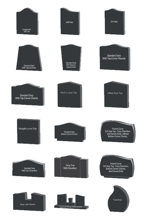 Memorial Stones Cemetery Monuments, Cemetery Headstones Ideas, Grave Monument Ideas, Modern Headstone Design, Headstones Designs Ideas, Headstones Designs Unique, Headstone Illustration, Granite Tombstone Designs, Headstone Shapes