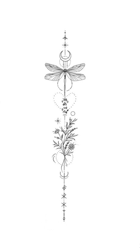 Spine Tattoos For Women Dragonfly, Dragonfly Angel Tattoo, Spine Tattoo Dragonfly, Dragonfly Spine Tattoos For Women, Dragon Spine Tattoo For Women, Dragonfly Spine Tattoo, Dragonfly And Flower Tattoo, Dragonfly Flower Tattoo, Dragonfly Tattoo Design With Flowers