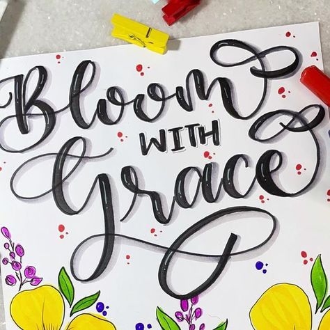 Flourishing Calligraphy, Handwriting Inspiration, Bloom With Grace, Calligraphy Ideas, Micron Pens, Calligraphy Workshop, Brush Pens, Calligraphy Art, Brush Pen