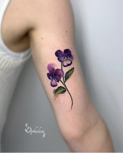 Pansy Tattoo, Violet Flower Tattoos, Violet Tattoo, Raindrops On Roses, Water Color Art, Tattoo Love, Violet Flower, Tattoos And Body Art, My Tattoo