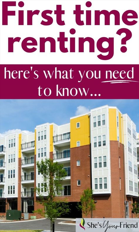 an apartment complex with text overlay that reads first time renting here's what you need to know First Time Home Renter Tips, Renting A House First Time, First Time Renters Tips, First Time Renter, Renting Hacks, Moving Out Tips, Renting Tips, Renting Out Your House, Renter Hacks