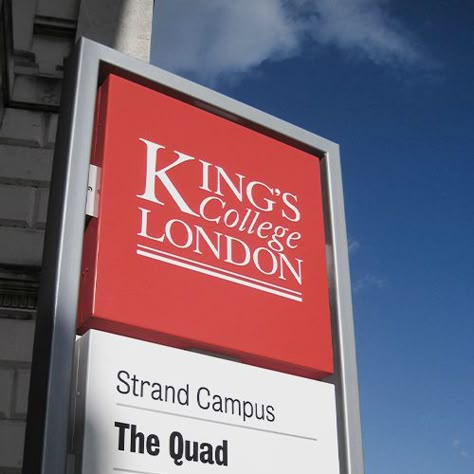 King's College London - external wayfinding monolith Kings College London Aesthetic, Kings College London Campus, University Of College London, Imperial College London Aesthetic, Kingston University London, Revision Motivation, London University, Study In London, King's College London