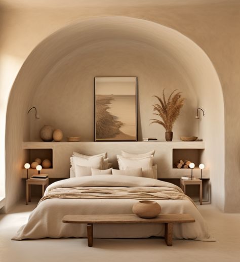 Would you stay here! Amazing villa, holiday resort, hotel, home, rich old money holiday Ideas, Holiday Villa Interior, Mediteranian Home Aesthetic, Modern Mediterranean Bedroom Ideas, Modern Warm Home Aesthetic, Modern Bedroom Design Luxury Dream Homes, Mykonos Bedroom, Hotel Like Bedroom Ideas, Bedroom Ideas Hotel Style, Bali Aesthetic Villa