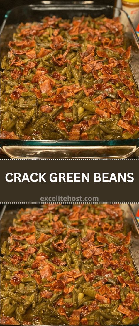 CRACK GREEN BEANS Savory Green Beans, Southern Green Bean Recipes, Canned Green Bean Recipes, Green Bean Side Dish Recipes, Sweet Green Beans, Cracked Green Beans, Crockpot Green Beans, Southern Green Beans, Green Beans Side