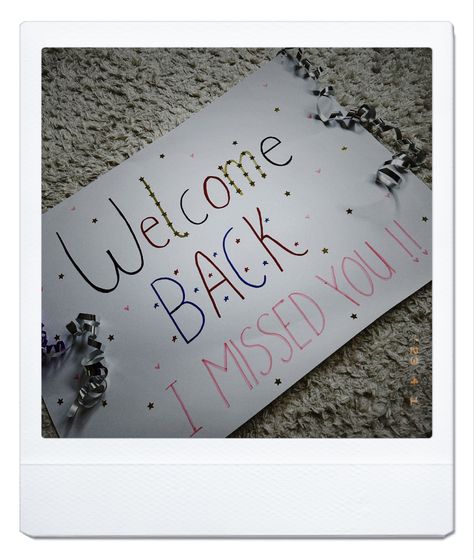 Welcome Back Ideas For Boyfriend, Welcome Back Surprise Ideas, Welcome Back Poster Ideas, Welcome Back Poster, Drawing Notebook Ideas, Welcome Home Ideas, Welcome Back Party, Birthday Cake For Boyfriend, Bf Ideas