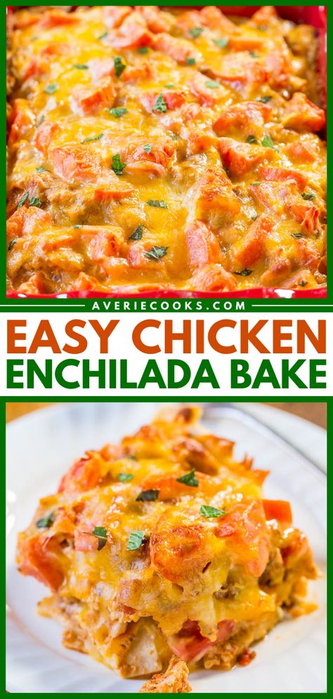 Chicken Tortilla Recipe, Dinner Recipe For Family, Chicken Tortilla Bake, Pizza Scrolls, Easy Chicken Enchilada Casserole, Hamburger Meals, Recipe For Family, Easy Dinner Recipes For Two, Easy Chicken Enchilada Recipe