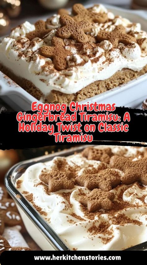 ✨ Celebrate Christmas with the rich flavors of Eggnog Gingerbread Tiramisu. Eggnog Tiramisu, Gingerbread Tiramisu, Christmas Sweets And Treats, Tiramisu Recipe, Recipes Holiday, Holiday Dessert, Christmas Sweets, Ginger Snaps, Christmas Gingerbread