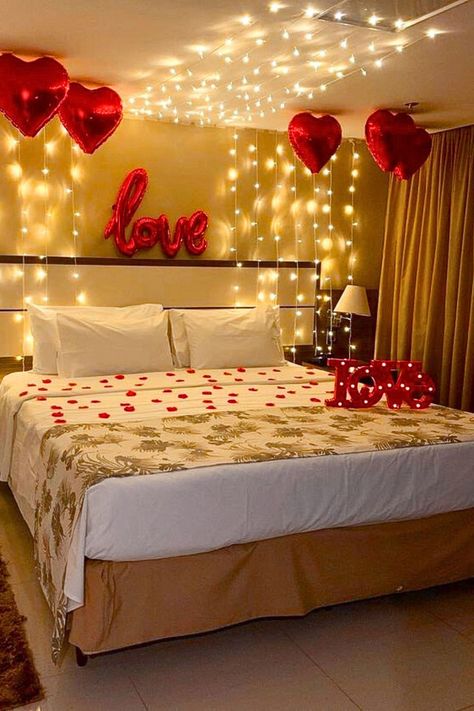 Bride Bedroom Decoration, Couple Room Decor, Birthday Room Surprise, Romantic Bedroom Lighting, Wedding Night Room Decorations, Bedroom Flowers, Room Surprise, Romantic Room Surprise, Romantic Dinner Decoration