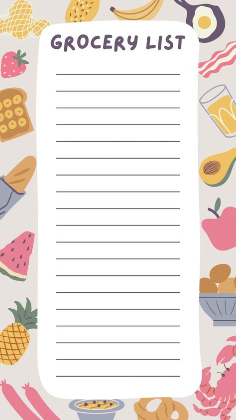 Shopping List Grocery Template, Groceries List Template, Grocery List Template Aesthetic, Grocery List Printable Free, Shopping List Template, Grocery List Template, Digital Recipe Book, Todays Menu, Grocery List Printable