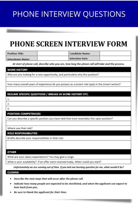 sample phone interview questions template prescreen telephone  etsy  phone interview questions phone pre screening interview questions template example Screening Interview Questions, Phone Interview Questions, Questions Template, Interview Template, Letter After Interview, Phone Interview, Effective Meetings, About Phone, Interview Skills