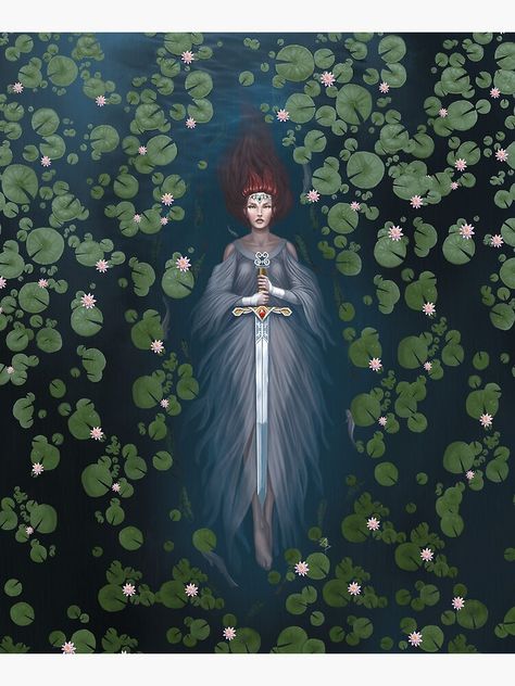 Lady Of The Lake Painting, The Lady In The Lake, Lady Of The Lake Aesthetic, Lady Of The Lake Tattoo, Lady Of The Lake Art, Nimue Lady Of The Lake, Lake Goddess, Lady In The Lake, Lake Tattoo