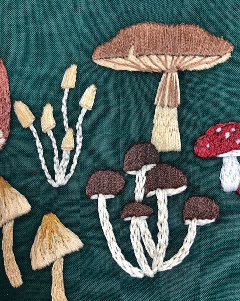 Neon, pastels, neutrals- Are there any wrong colors for mushrooms?⁠ ⁠ I think not!⁠ ⁠ Join me at @monstermonstershop on August 13 to learn how to embroider mushrooms!⁠ ⁠ This two hour, hands-on workshop covers a variety of beginner-friendly embroidery stitches such as the satin stitch, back stitch, reverse chain stitch, long and short satin stitch, and French knot. ⁠ ⁠ You’ll receive a full kit in class that includes a wooden embroidery hoop, mushroom transfer designs, an embroidery needle, f... Mushrooms Embroidery, Reverse Chain Stitch, Embroidered Mushrooms, Mushroom Patterns, Learn To Embroider, Mushroom Designs, Embroidery Workshop, Learning To Embroider, Wooden Embroidery Hoops