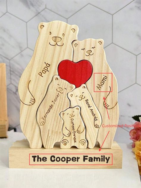 Custom Wooden Cute Bears Family Puzzle, Christmas Gifts,Family Keepsake Gifts, Animal Family Home Gift, Engraved Name DIY Art Puzzle, Home Decor 2024 1 Set Ornamental Exquisite,Cute,Stylish,Adorable,Modern Custom,Personalized,Unique Ideal Gifts For Him Her,Boyfriend,Girlfriend,Dad,Mom,Family,Friends For Anniversaries,For Valentine's Day,For Mother's Day,For Children's Day,For Birthdays,For Father's Day,For Graduation,For Weddings,For Housewarming Home,OfficeI discovered amazing products on SHEIN.com, come check them out! Puzzle Gifts, Family Puzzle, Family Puzzles, Art Puzzle, Animal Family, Keepsake Gifts, Decor 2024, Puzzle Art, Children's Day