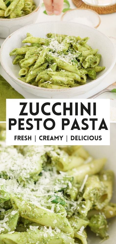 Discover delicious and healthy pasta dinner recipes featuring fresh zucchini pesto. Zoodle Pesto Recipes, Zucchini Pesto Pasta Recipes, Creamy Zucchini Pasta Recipes, Zucchini With Pesto Recipes, Zucchini Pesto Recipes, Zucchini Basil Pasta, Zucchini Pasta Sauce Recipes, Zucchini Pasta Recipes Spaghetti, Pasta With Zucchini Sauce