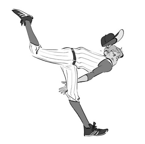 Lance in baseball au gives me life Throwing Baseball Pose Drawing, Throwing Ball Pose Reference Drawing, Baseball Throwing Pose Reference, Baseball Reference Pose, Baseball Poses Drawing, Baseball Character Design, Baseball Animation, Baseball Drawing, Baseball Poses