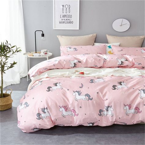 Girls Room Bedding, Bedsheet Design, Unicorn Things, Girls Duvet Covers, Unicorn Bedding, Pink Bedding Set, Quilt Duvet Cover, Unicorn Bedroom, Bed Cover Sets