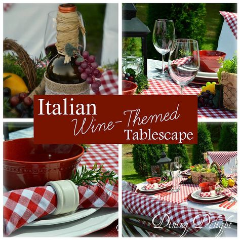 Italian Restaurant Table Decor, Italian Centerpieces Table Decorations Tuscan Style, Italian Themed Tablescape, Italian Tablescape Ideas, Italian Dinner Table Decor, Italian Centerpieces Table Decorations, Italian Dinner Decor, Italian Party Decorations Decor Ideas, Winery Themed Party