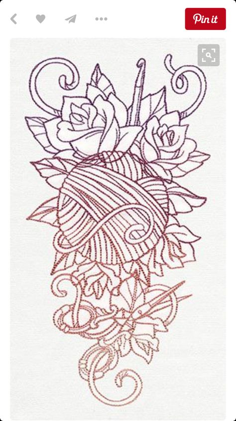 Crochet Tattoos, Yarn Tattoo, Knitting Tattoo, Sewing Tattoos, Crochet Tattoo, Theme Tattoo, Arrow Tattoo, Urban Threads, Desenho Tattoo