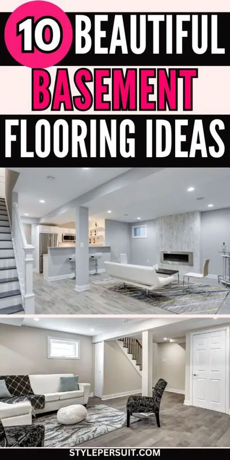 BASEMENT FLOORING IDEAS Basements With Tile Floors, Farmhouse Basement Flooring, Basement With Tile Floor, Light Basement Flooring, Vinyl Sheet Flooring Basement, Basement Bar Flooring, Basement Ceramic Tile Floor Ideas, Finished Basement Flooring, Carpet Basement Ideas