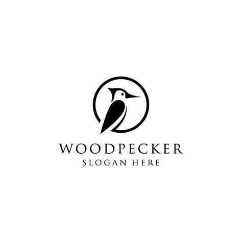 Woodpecker Logo, Woodpecker Illustration, Line Logo Design, Halftone Illustration, Woodpecker Bird, Line Logo, Woodpeckers, Pet Logo Design, Vector Sketch