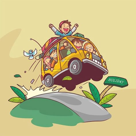 Car Vector Art, Bears Wallpapers, Traveling By Car, Family Traveling, Family Vector, Family Logo, Friends Illustration, Posca Art, Family Drawing