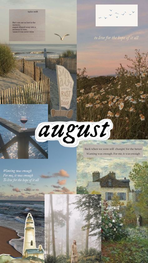 august collage taylor swift aesthetic #august #taylorswift #swiftie #folklore #collage #wallpaper #aesethetic #summer #beach Taylor Swift Aesthetic August, August Collage, Nature Screensavers, Folklore Collage, Aesthetic August, August Wallpaper, Happy August, Taylor Swift Aesthetic, August Taylor