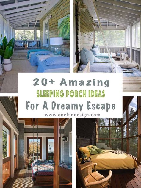 20+ Amazing Sleeping Porch Ideas For A Dreamy Escape Sleeping Porch Screened In, Sleeping Porch Ideas, Outdoor Tea Party, Rustic Outdoor Spaces, Porches Ideas, Party Rooms, Porch Bed, Front Room Ideas, Cabin Porch