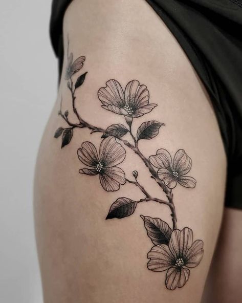 Dogwood Flower Leg Tattoo tattoosbythu Dogwood Tree Tattoo, Dogwood Flower Tattoo, Linda Tattoo, Dogwood Tattoo, Dogwood Flower Tattoos, Flower Leg Tattoos, Bloom Tattoo, Mastectomy Tattoo, Dogwood Tree