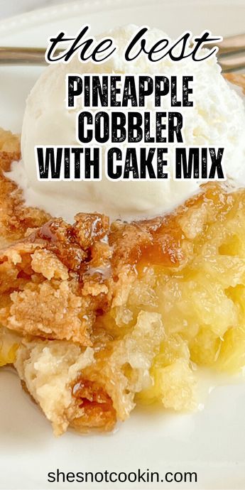 Pineapple Cobbler, Pineapple Dump Cake, Summer Desserts Easy No Bake, Summer Desserts For A Crowd, Desserts Easy No Bake, Cobbler Recipes Easy, Recipes Using Cake Mix, Pineapple Dessert, Boxed Cake Mixes Recipes