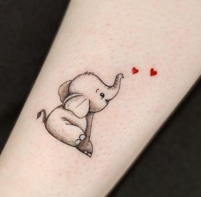 Elephant Tattoos With Trunk Up, Small Elephant Tattoo, Simple Elephant Tattoo, Elephant Family Tattoo, Baby Elephant Tattoo, Cute Elephant Tattoo, Animal Tattoos For Women, Elephant Tattoo Design, Minimal Tattoo Design