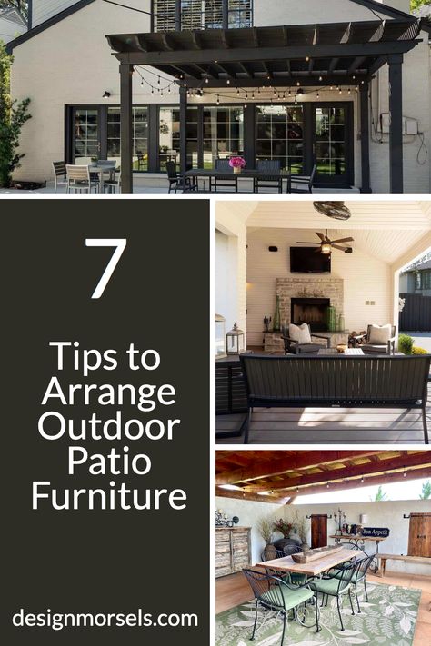 7 Creative Tips to Arrange Outdoor Patio Furniture Patio With Dining Table And Seating Area, Outdoor Patio Furniture Arrangements, Decorating Outdoor Spaces, Small Entertainment Area Outdoor, Back Patio Layout Ideas, Large Deck Furniture Layout Outdoor Spaces, Pergola Furniture Ideas Seating Areas, Patio Arrangement Ideas Seating Areas, Small Patio Arrangement Ideas