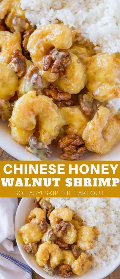 Honey Walnut Shrimp made just like your favorite takeout restaurant with the sweet honey sauce, whole walnuts and crispy fried shrimp! | #chinesefood #chineserecipes #shrimp #dinnerthendessert #shrimprecipes #takeout #chinesecopycat #pandaexpress #easyrecipes #copycat #copycatrecipes Crispy Fried Shrimp, Walnut Shrimp, Honey Walnut, Authentic Chinese Recipes, Honey Walnut Shrimp, Mapo Tofu, Shrimp Dinner, Honey Sauce, Shrimp Recipes For Dinner