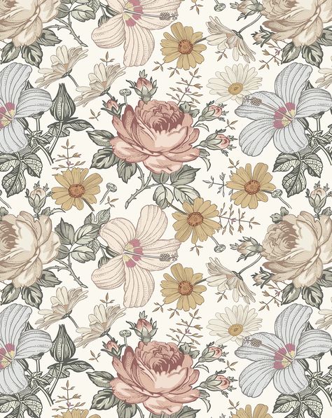 Wildflowers Wallpaper, Modern Wall Paint, Vintage Flower Girls, Girls Bed, How To Hang Wallpaper, Latest Wallpapers, Bohemian Wall, Wallpaper Trends, Paint Types