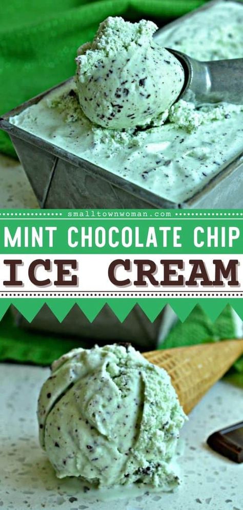 Mint Chocolate Chip Ice Cream Recipe, Chocolate Desserts Fancy, Kitchen Aid Ice Cream, Homemade Ice Cream Recipes Machine, St Patrick's Day Dessert, Mint Chocolate Ice Cream, Chocolate Chip Pie, Fancy Chocolate, Ice Cream Recipes Machine