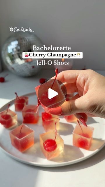 Bachelorette Jello Shots, Champagne Shots Jello, Strawberry Champagne Jello Shots, Bachelorette Party Jello Shots, Cherry Bachelorette Party, Rose Champagne Jello Shots, Pink Champagne Jello Shots, Cherry Champagne, Tequila Jello Shots