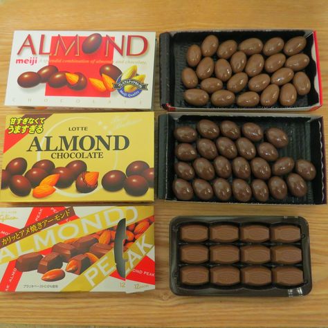 Japanese Almond Chocolate - Meiji, Lotte and Glico | It has grown on me! Meiji Chocolate, Panda Cookies, Japanese Chocolate, Japanese Candy Snacks, Nut Cheese, Almond Chocolate, Chocolate Covered Almonds, Amazing Food Art, Ice Cream Candy