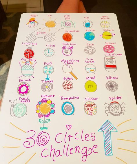 30 Circle Challenge Art, 30 Circle Challenge, Printing Worksheets, Teaching Narrative Writing, Kindergarten Projects, Circle Graphic Design, Elementary Art Lessons, Circle Graphic, Circle Drawing