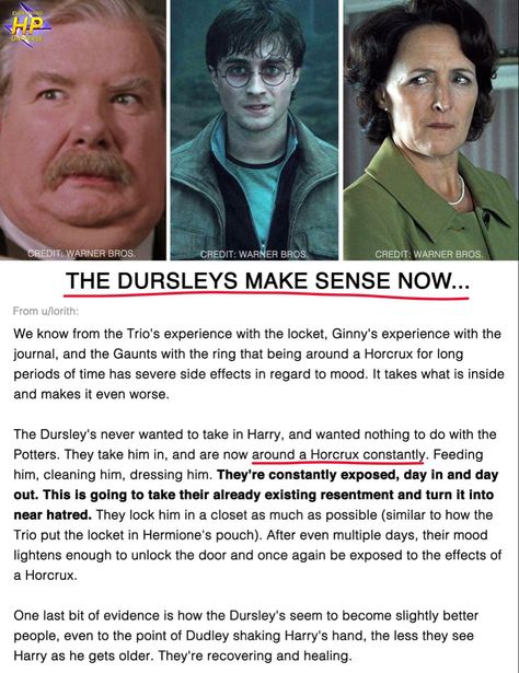 Harroy potter horcrux theory The Dursleys, Lucario Pokemon, Harry Potter Feels, Harry Potter Puns, The Prisoner, Fan Theories, The Prisoner Of Azkaban, Potter Facts, Harry Potter Headcannons