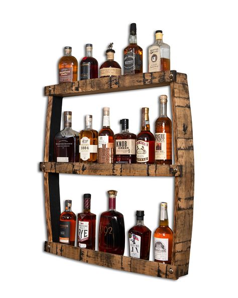 PRICES MAY VARY. 𝐌𝐀𝐃𝐄 𝐅𝐑𝐎𝐌 𝐀𝐔𝐓𝐇𝐄𝐍𝐓𝐈𝐂 𝐖𝐇𝐈𝐒𝐊𝐄𝐘 𝐁𝐀𝐑𝐑𝐄𝐋 – Made from an authentic whiskey barrel, the 1791 Wall Bar is an impressive display for any kitchen, living room, dining room, home bar, study room or wine cellar. Comes included with a signed Heritage Certificate which tells you which distillery your wall bar came from. 𝐄𝐀𝐒𝐘 𝐈𝐍𝐒𝐓𝐀𝐋𝐋𝐀𝐓𝐈𝐎𝐍 – Comes included with high quality D-Ring hangers, making installation quick and easy! 𝐃𝐈𝐌𝐄𝐍𝐒𝐈𝐎𝐍𝐒 – Th Workspace Home Office, Workspace Home, Whiskey Lounge, Barrel Projects, Basement Bar Designs, Bar Shelves, Condo Remodel, Wood Art Projects, Rustic Bar